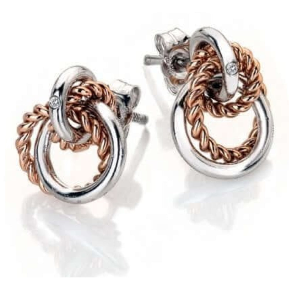 Unity Circle Earrings With Rose Gold Plated Accents