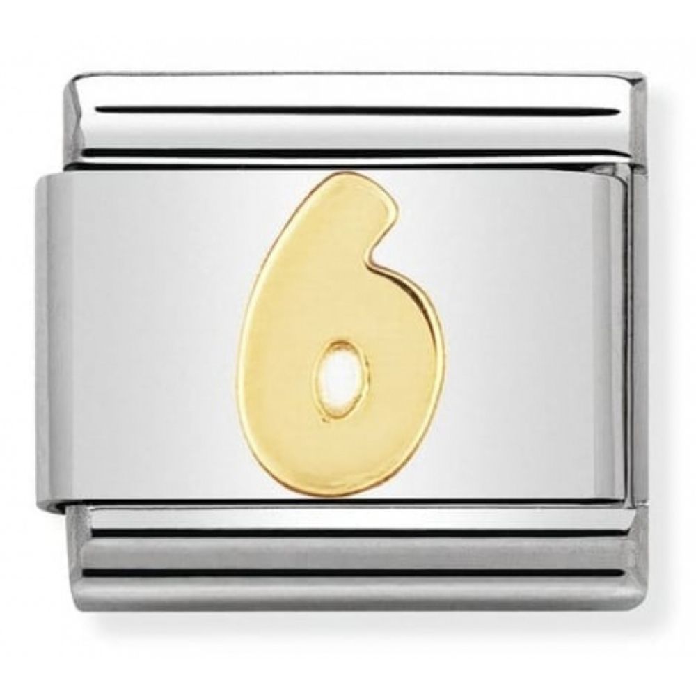 Classic 6 Number In Stainless Steel With 18k Gold Charm