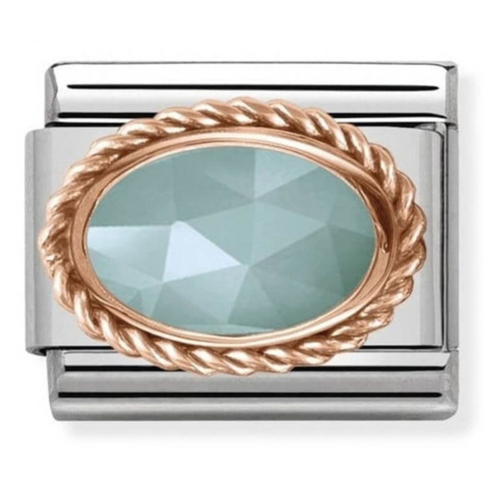 Composable Classic Rich Setting Amazonite Stone In Rose Gold & Stainless Steel Charm