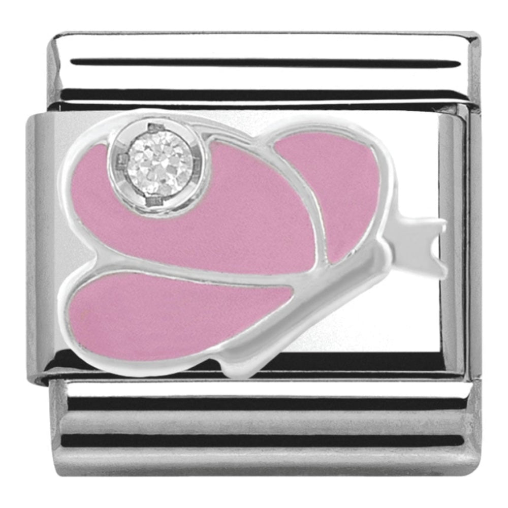 Classic Pink Enamel CZ Butterfly Link