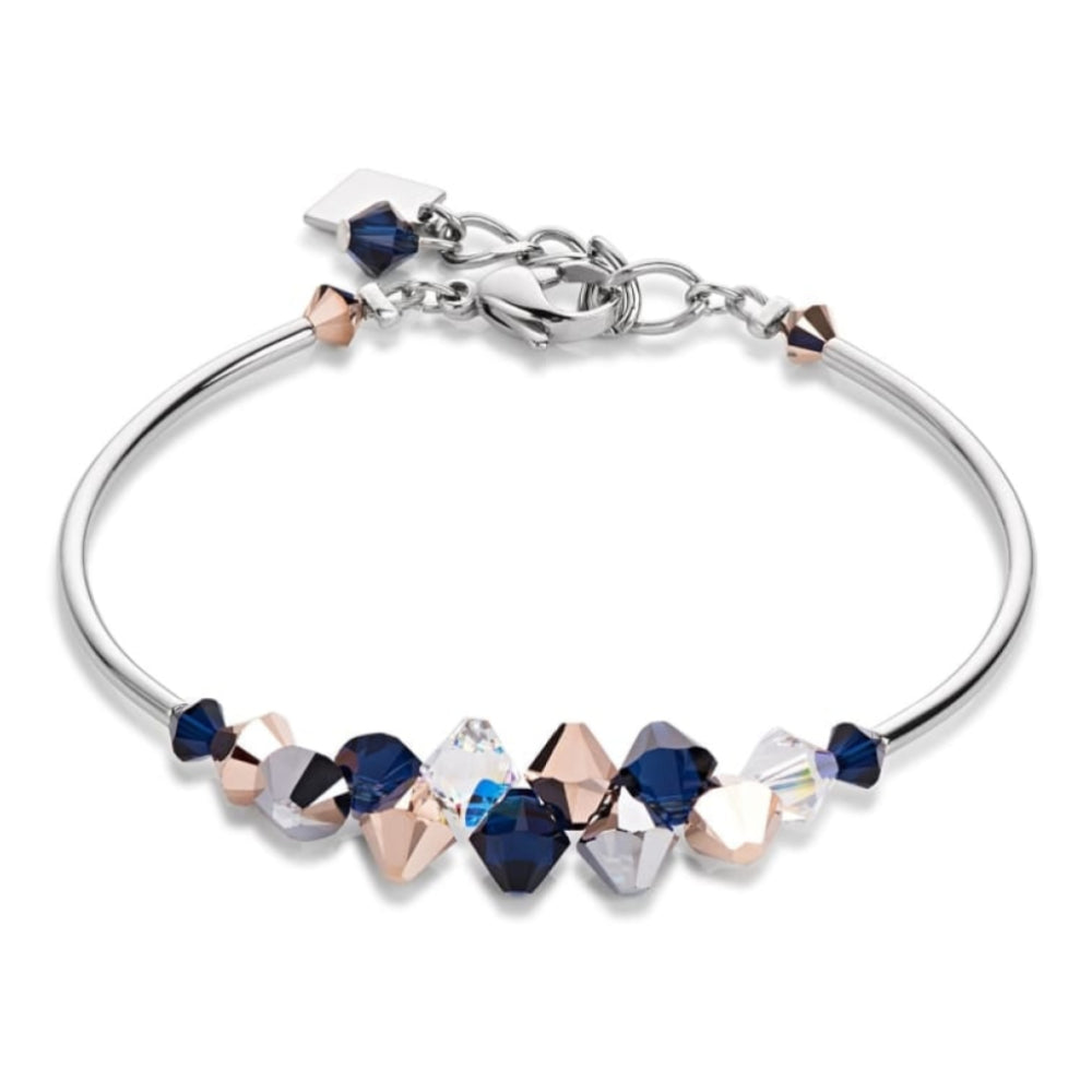 Ladies' Aqua & Rose Gold Swarovski Crystal Cluster Bracelet