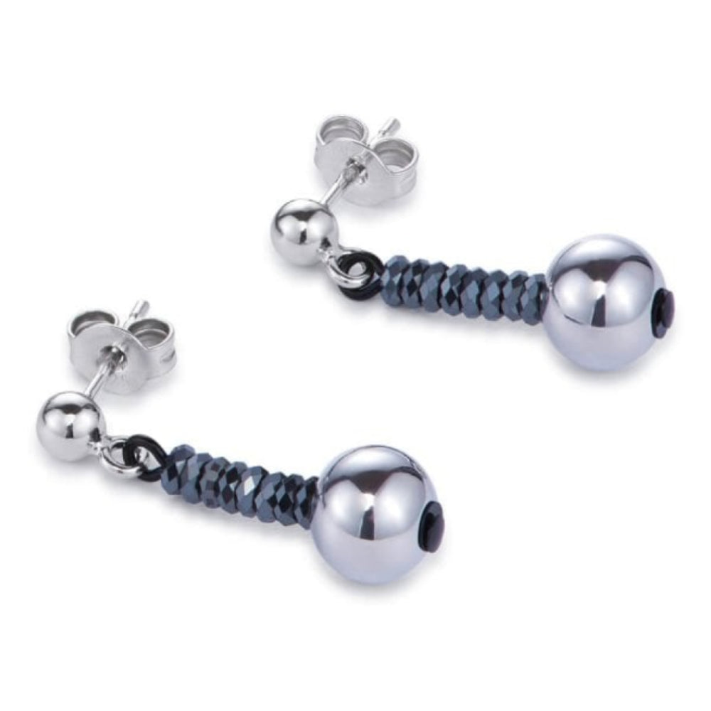 Hematite & Stainless Steel Earrings with Stickpin