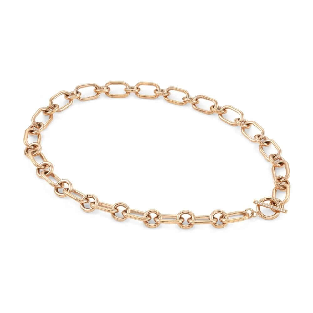 Drusilla Rose Gold CZ T-Bar Necklace
