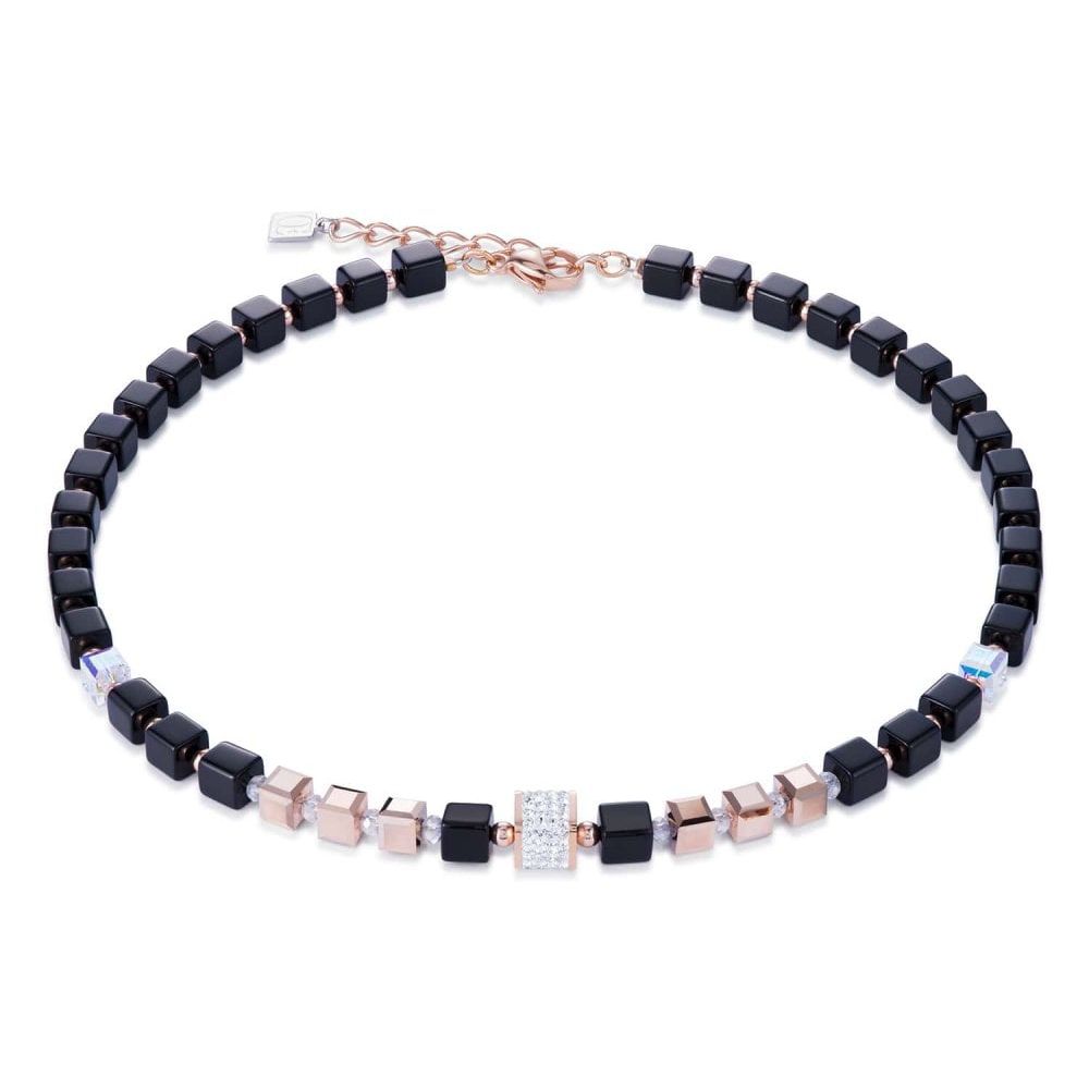 Crystals & Rose Gold Geo Cube Necklace