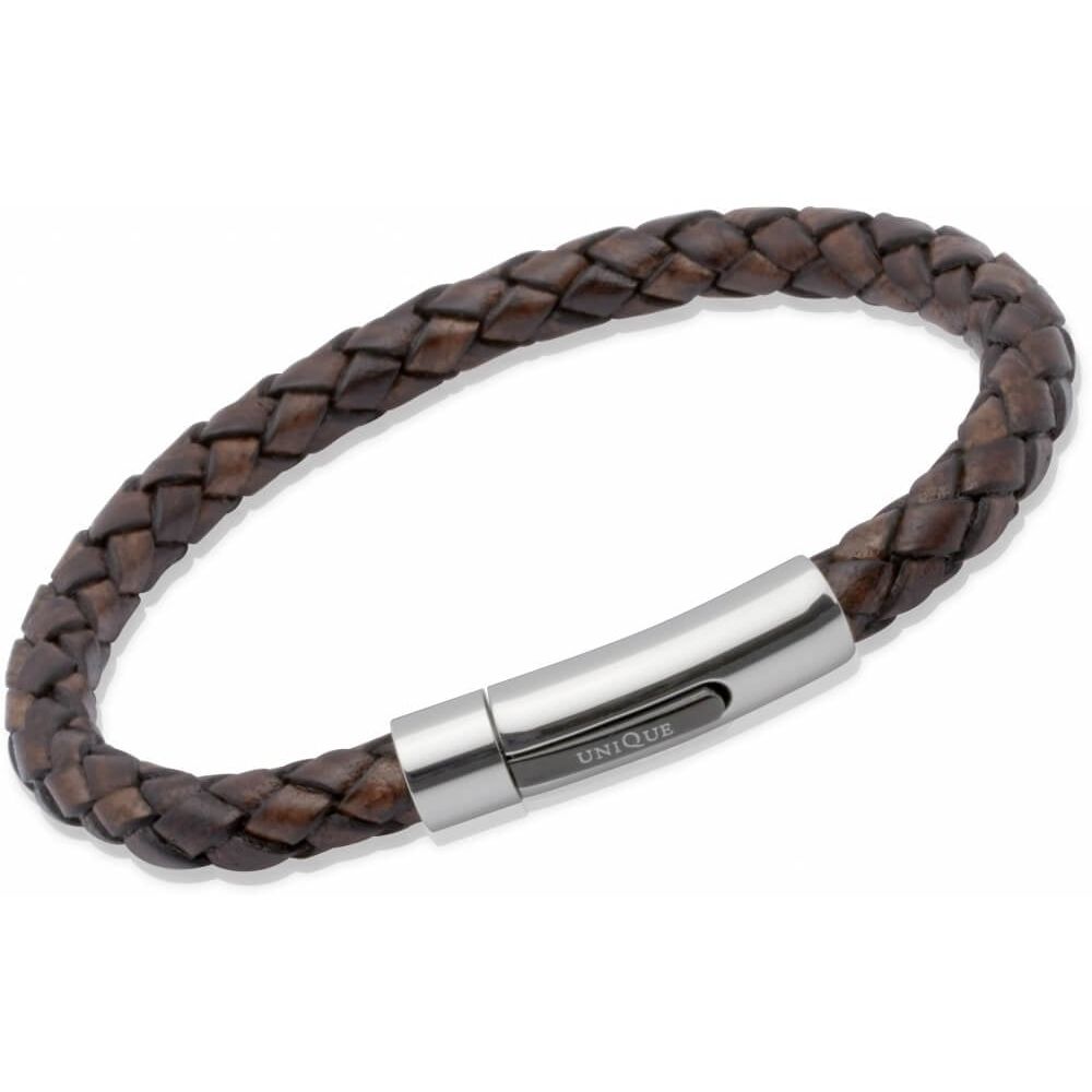 Antique Dark Brown Leather Brown Steel Clasp Black
