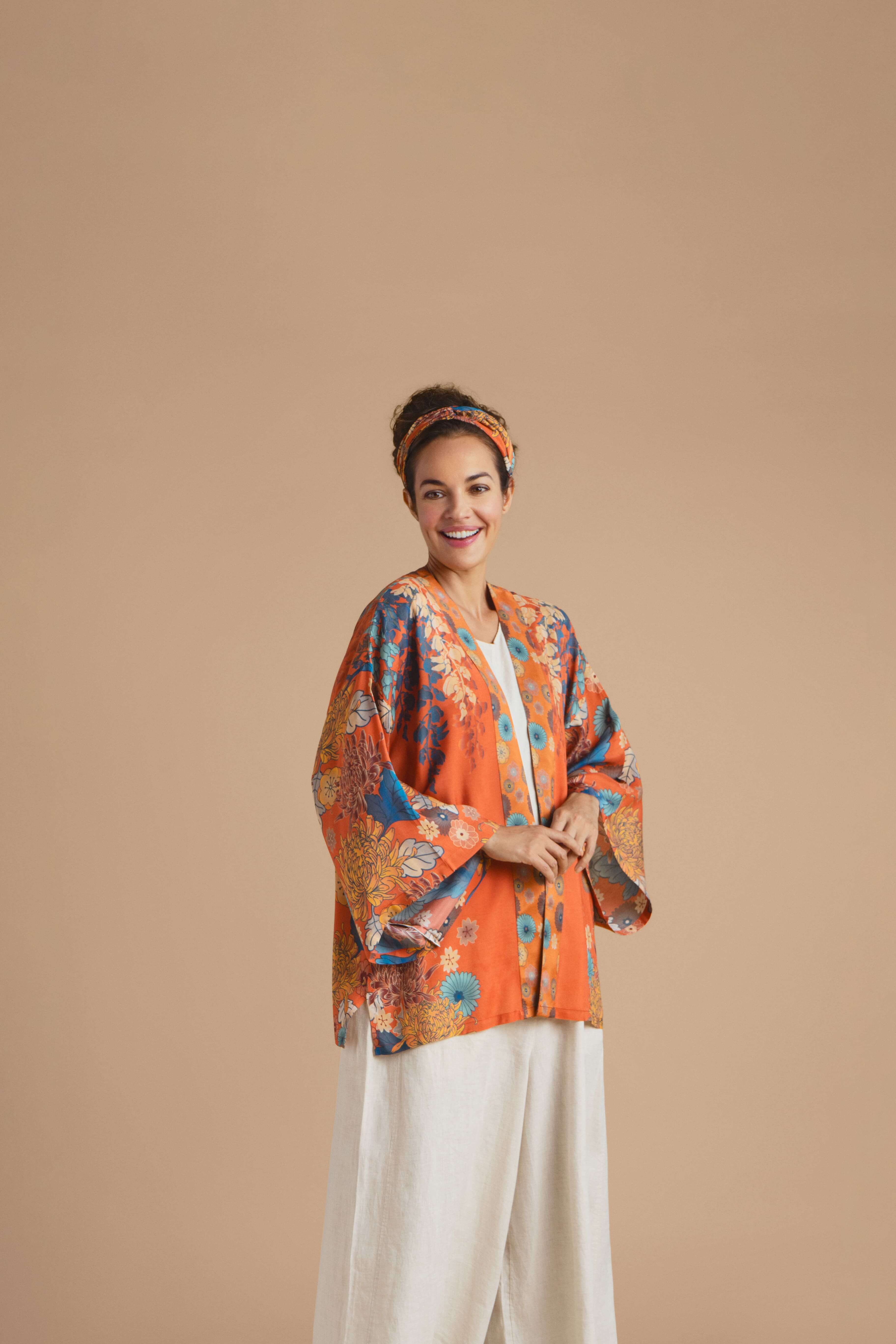 Trailing Wisteria Kimono Jacket - Terracotta