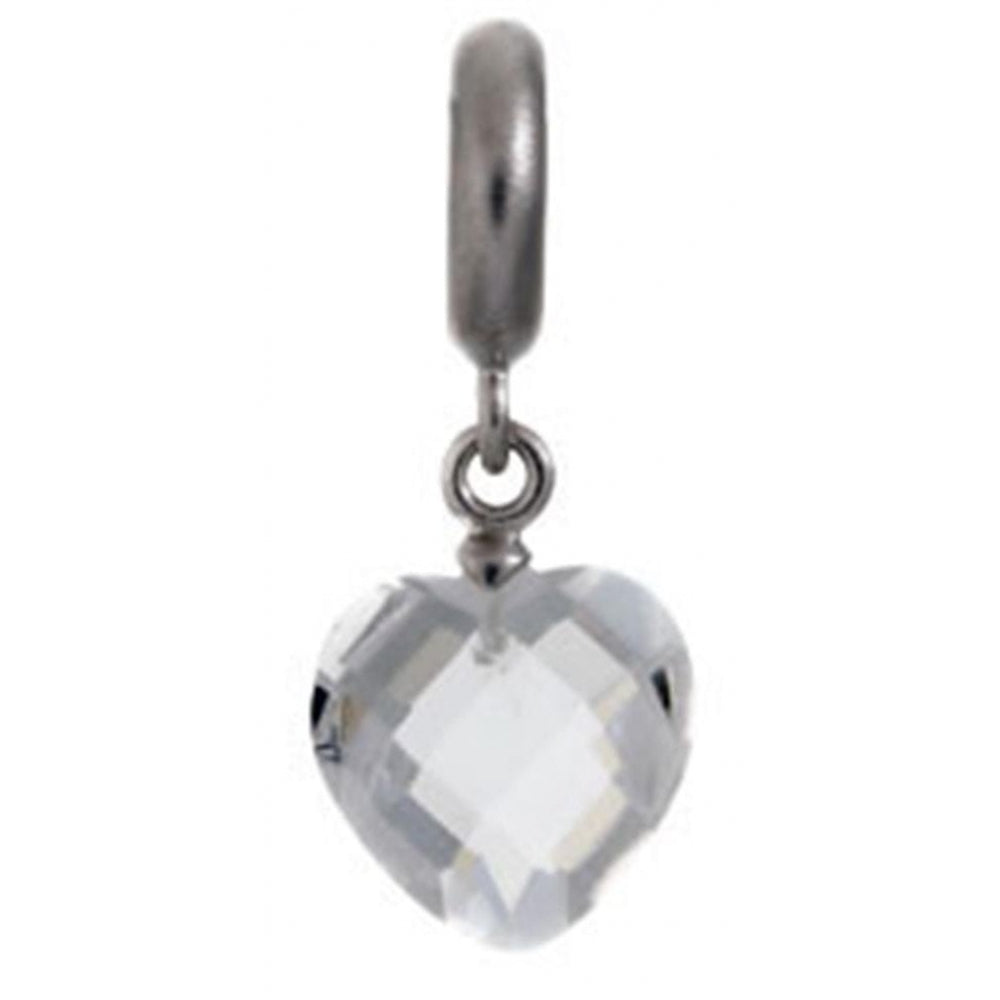 Clear Heart Drop Sterling Silver Charm