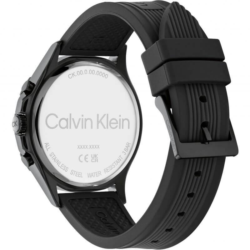 Sports Chronograph Black Dial Black Silicone Strap Gents Watch