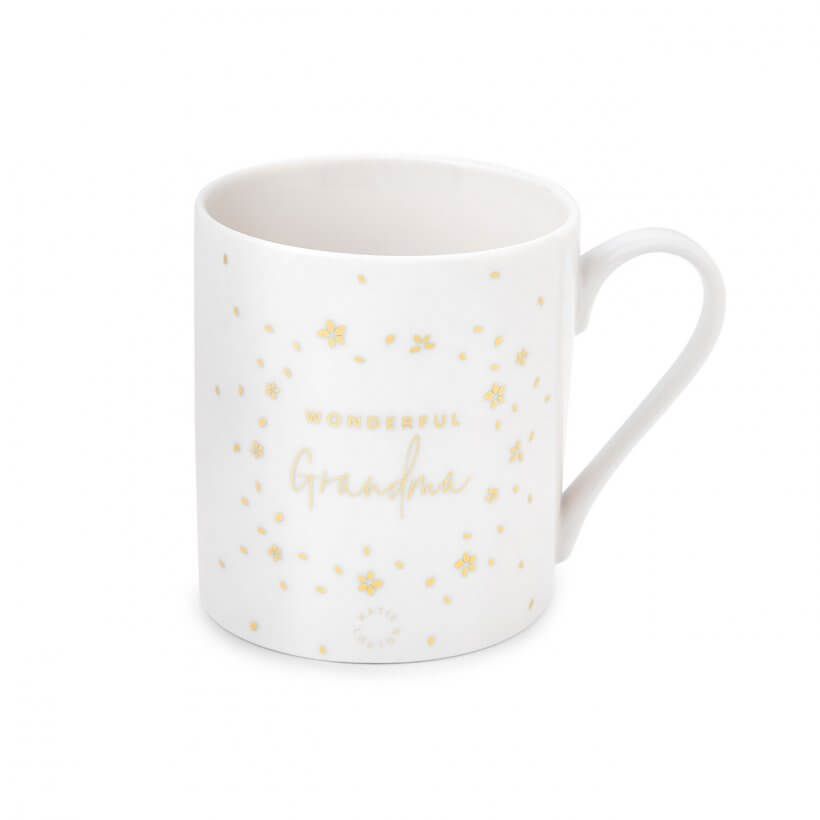 Boxed Porcelain Mug | Wonderful Grandma | White And Gold