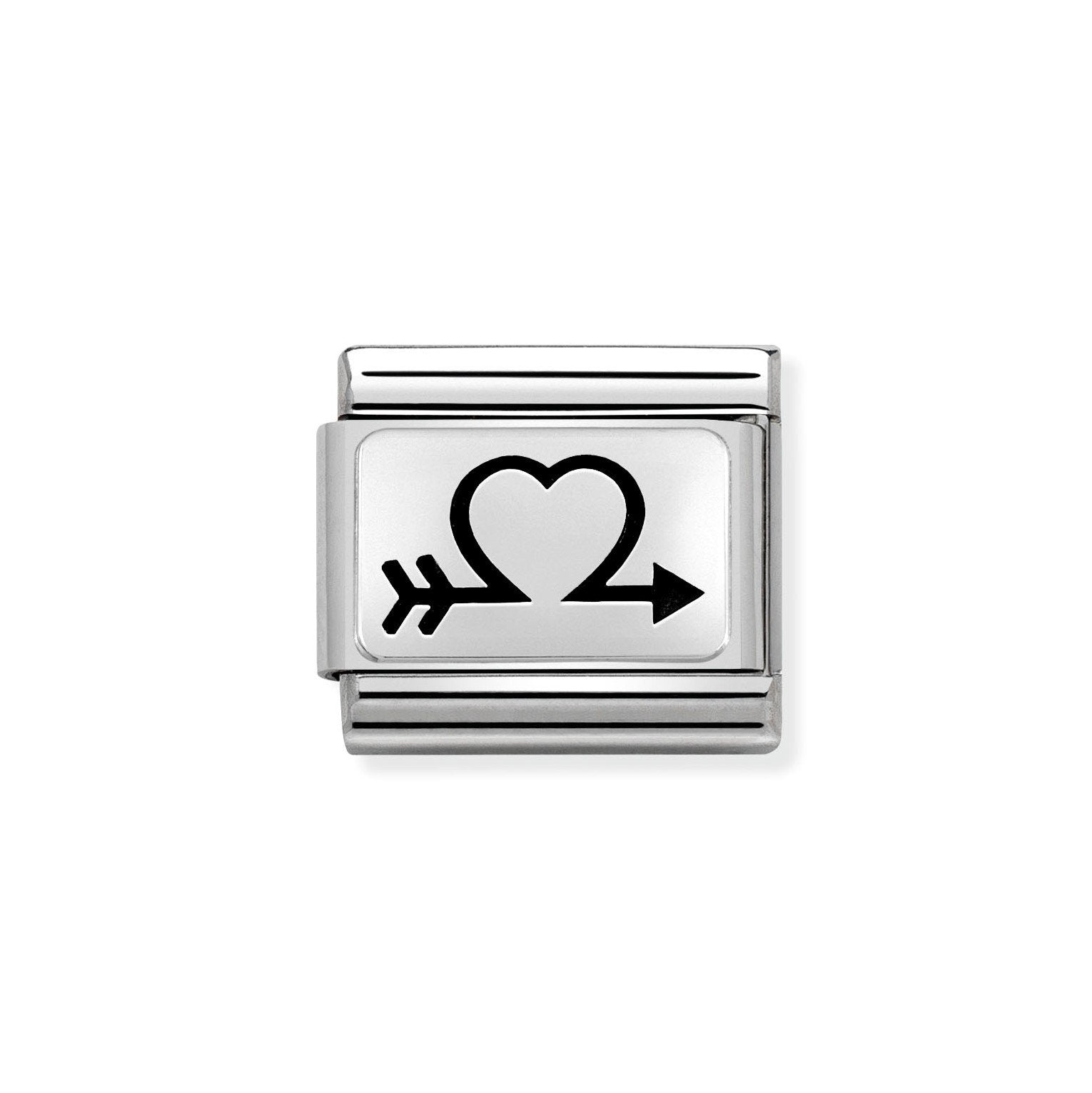 Composable Classic Open Heart With Arrow Stainless Steel Charm