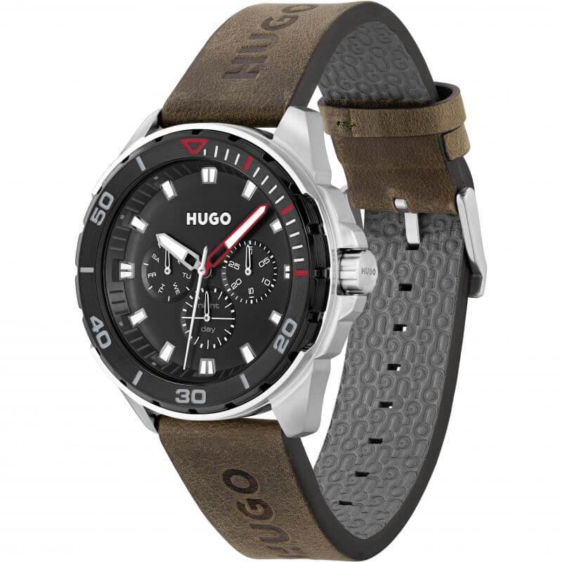 #FRESH Brown Leather Strap Black Chronograph Dial Gents Watch