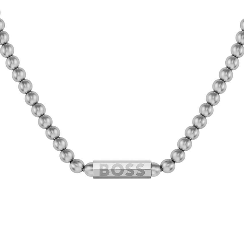 Sphere Beaded Stainless Steel Logo Clasp Gents Necklace