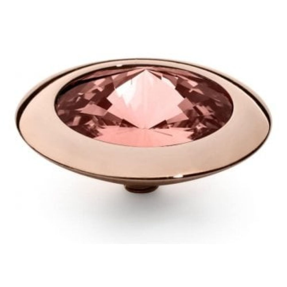 Famosa Rose Gold 16mm Tondo Ring Top Light Peach Swarovski Gem