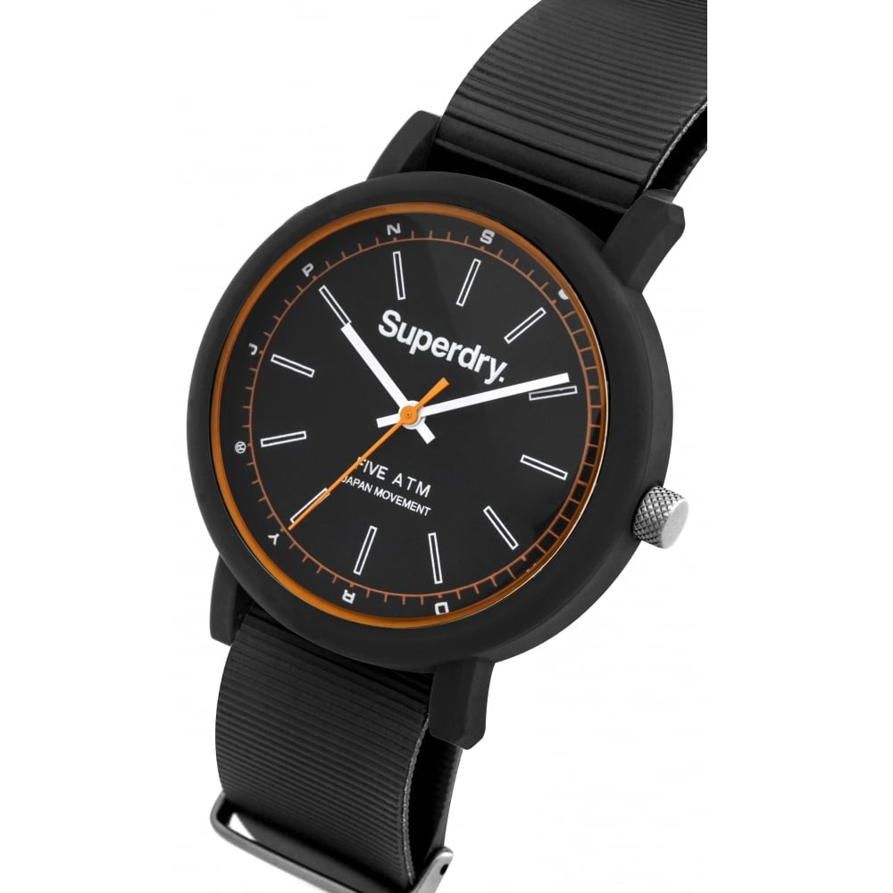 Campus Nato' Black Silicone Strap Watch With Black Dial