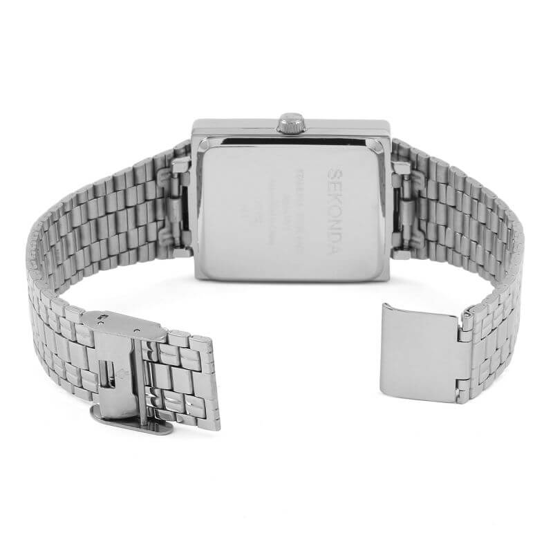 Linked Stainless Steel Gents Watch With Black Dial