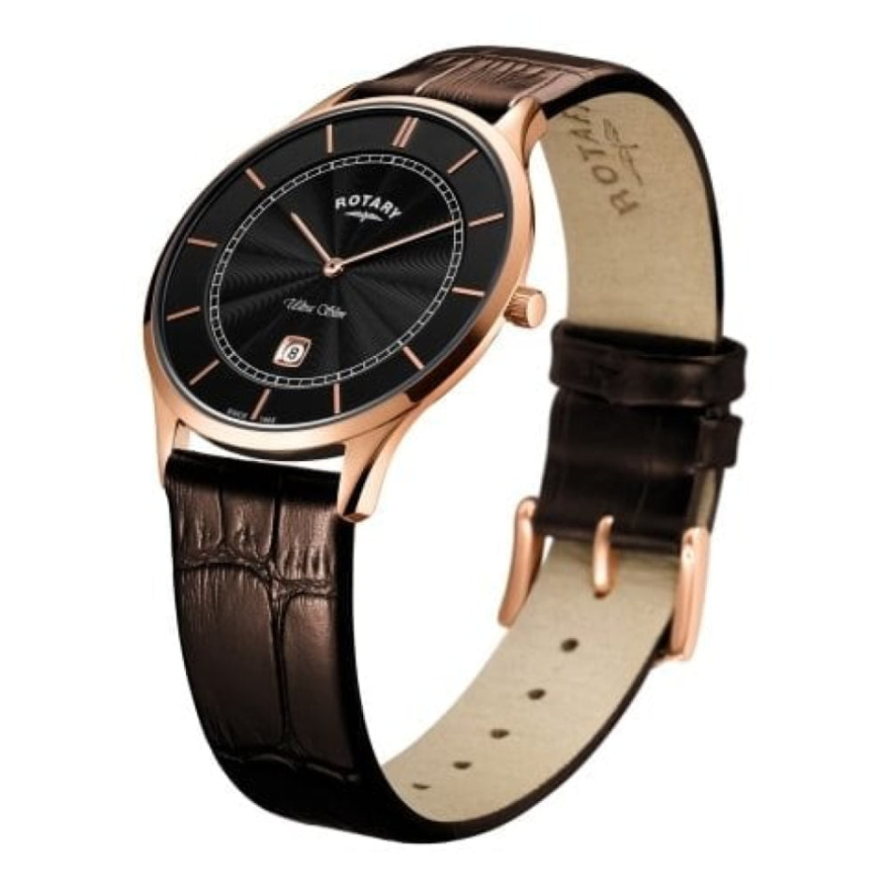 Rotary Ultra Slim Rose Gold Stainless Steel Watch