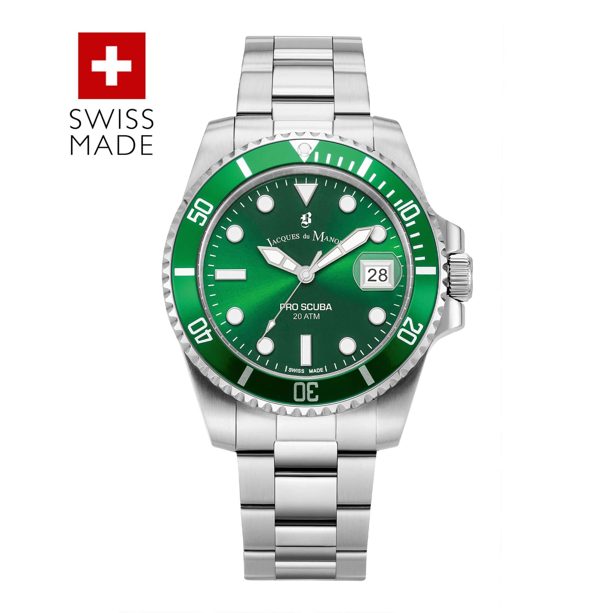 PRO SCUBA Green Dial With SS Bracelet Strap Gents Watch