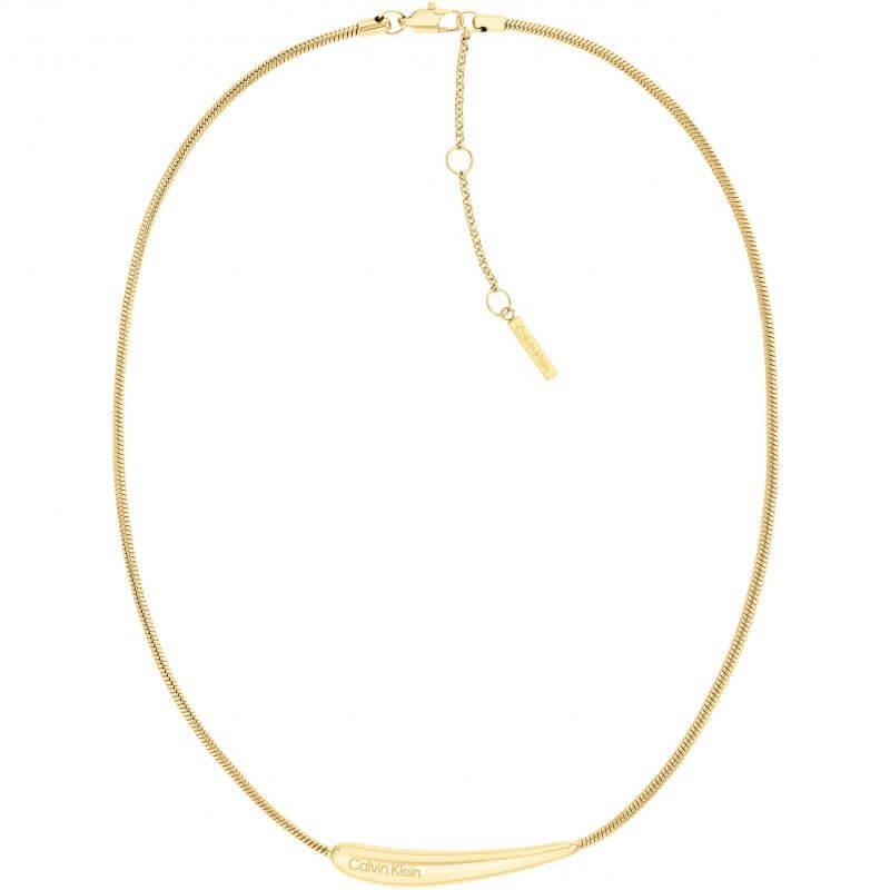 Gold Plated Curved Shape Pendant Necklace