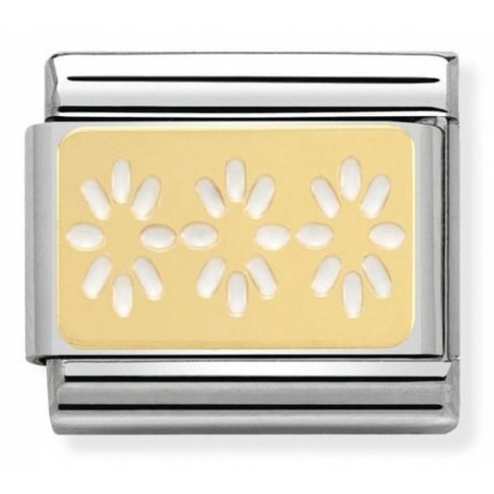 Classic Flowers In Stainless Steel & 18k Gold Charm