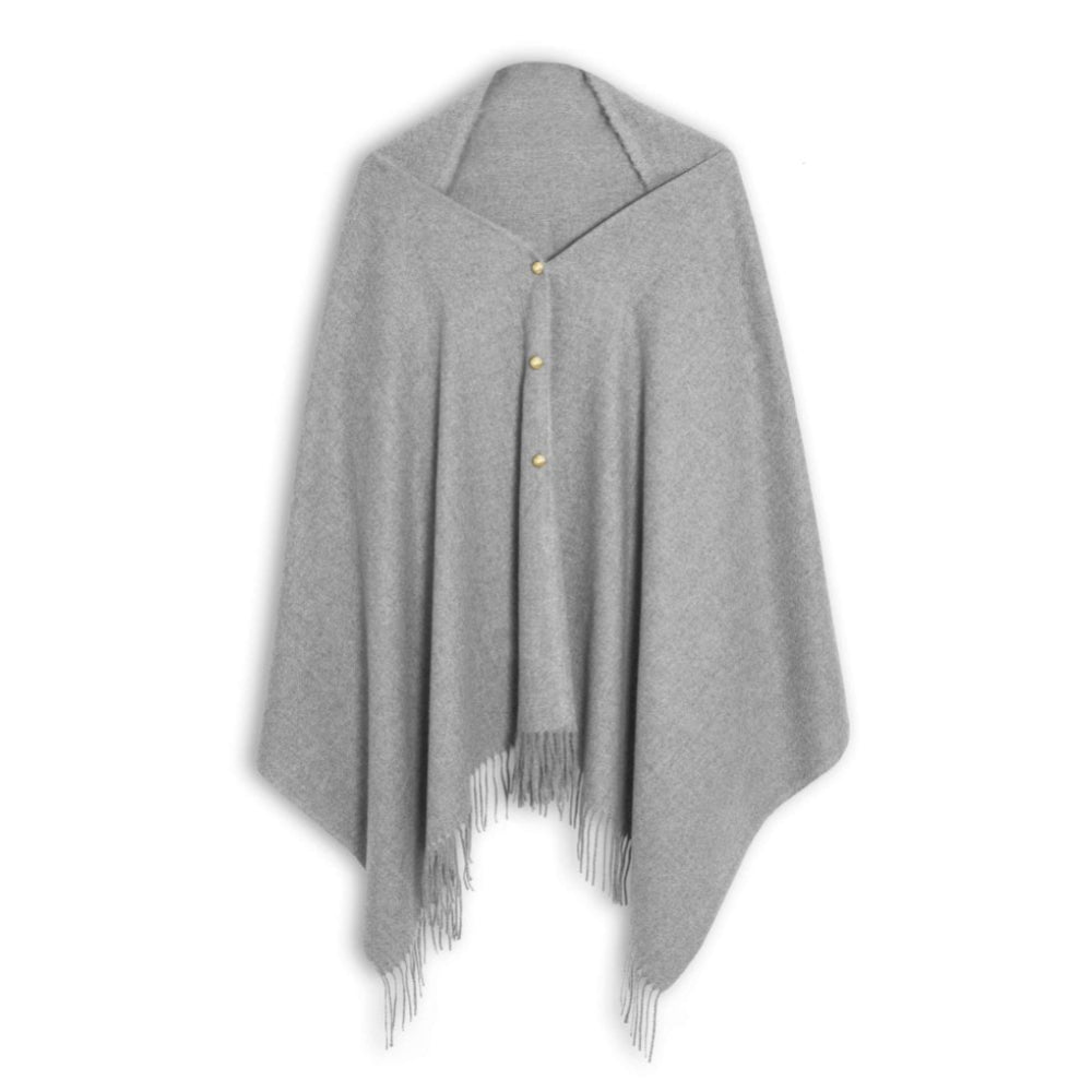 BUTTON WRAP PONCHO - Grey - One size fits all