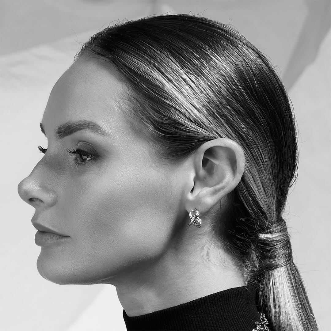 Infinity Semi Hoop Stud Earrings