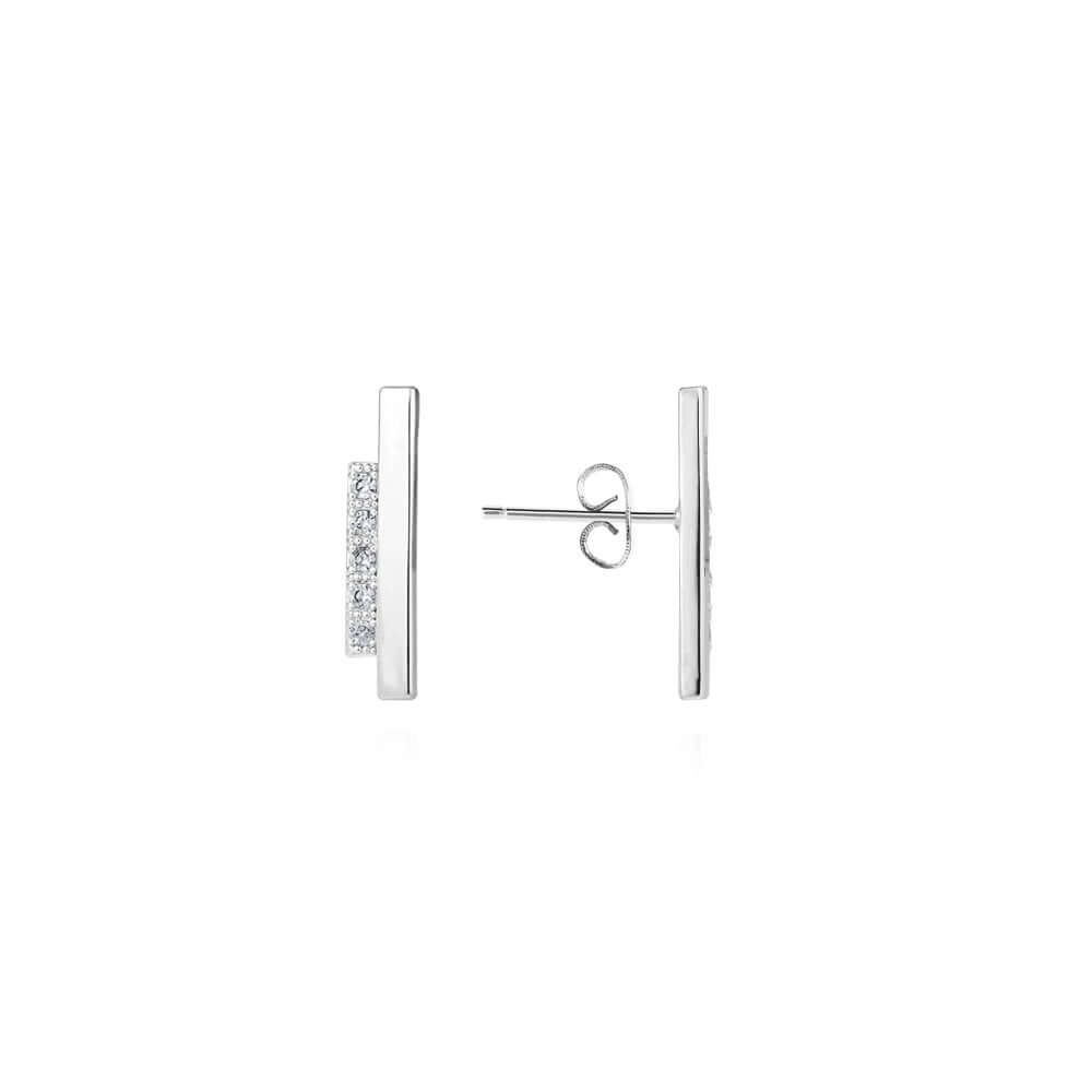 Adeline | Silver | Pave Bar | Earrings