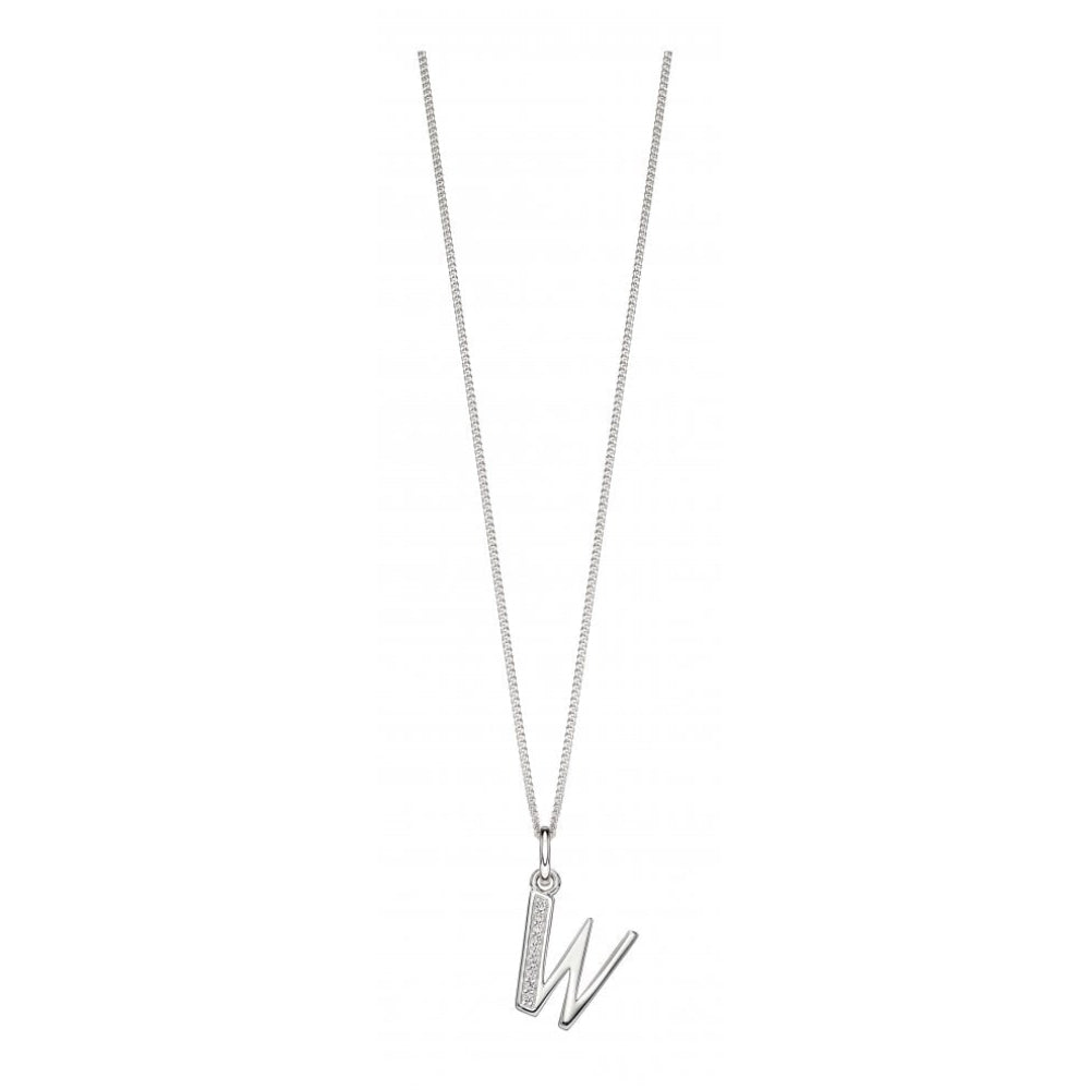 Art Deco Initial 'W' CZ Pendant