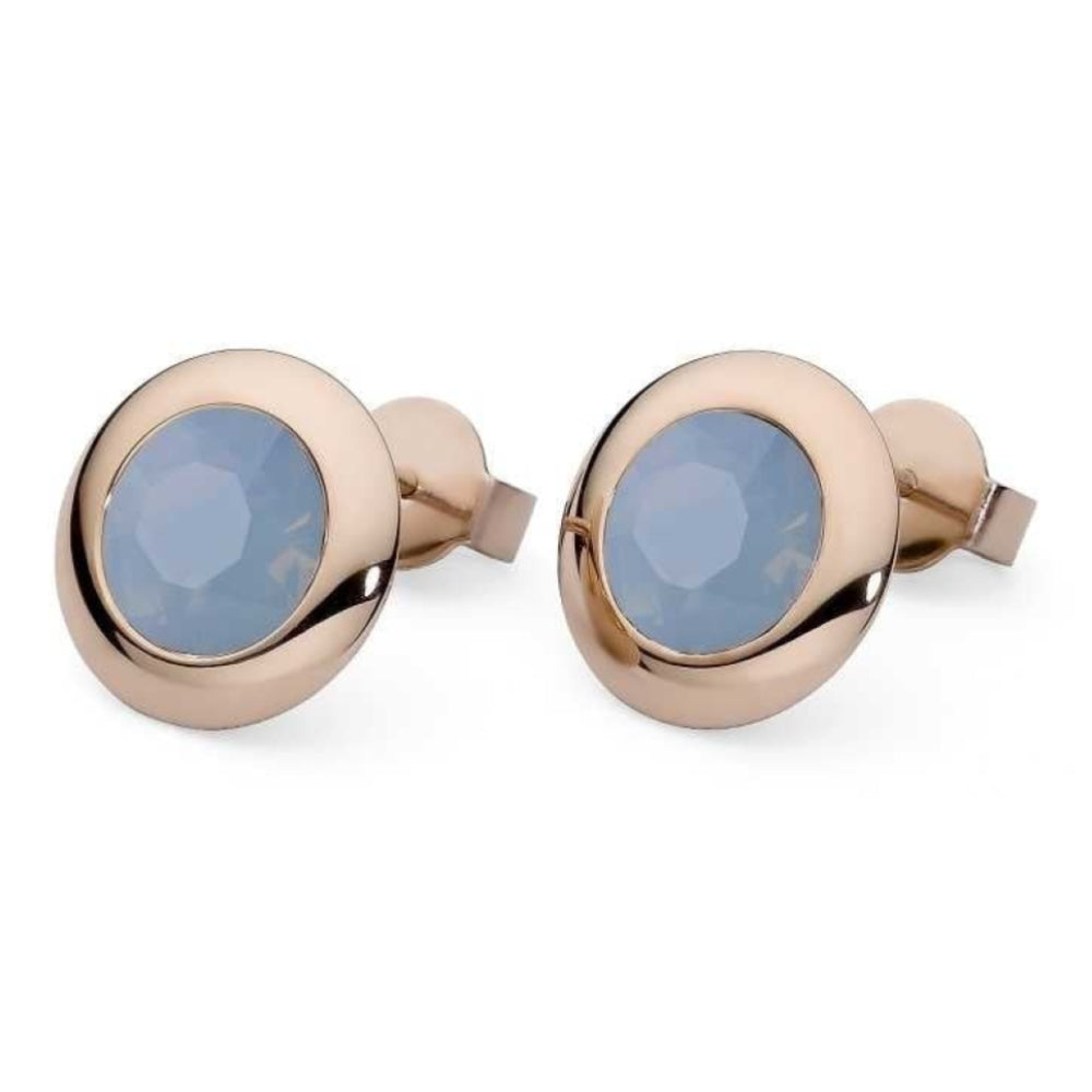 Rose Gold 13mm Air Blue Opal Tarent Earrings