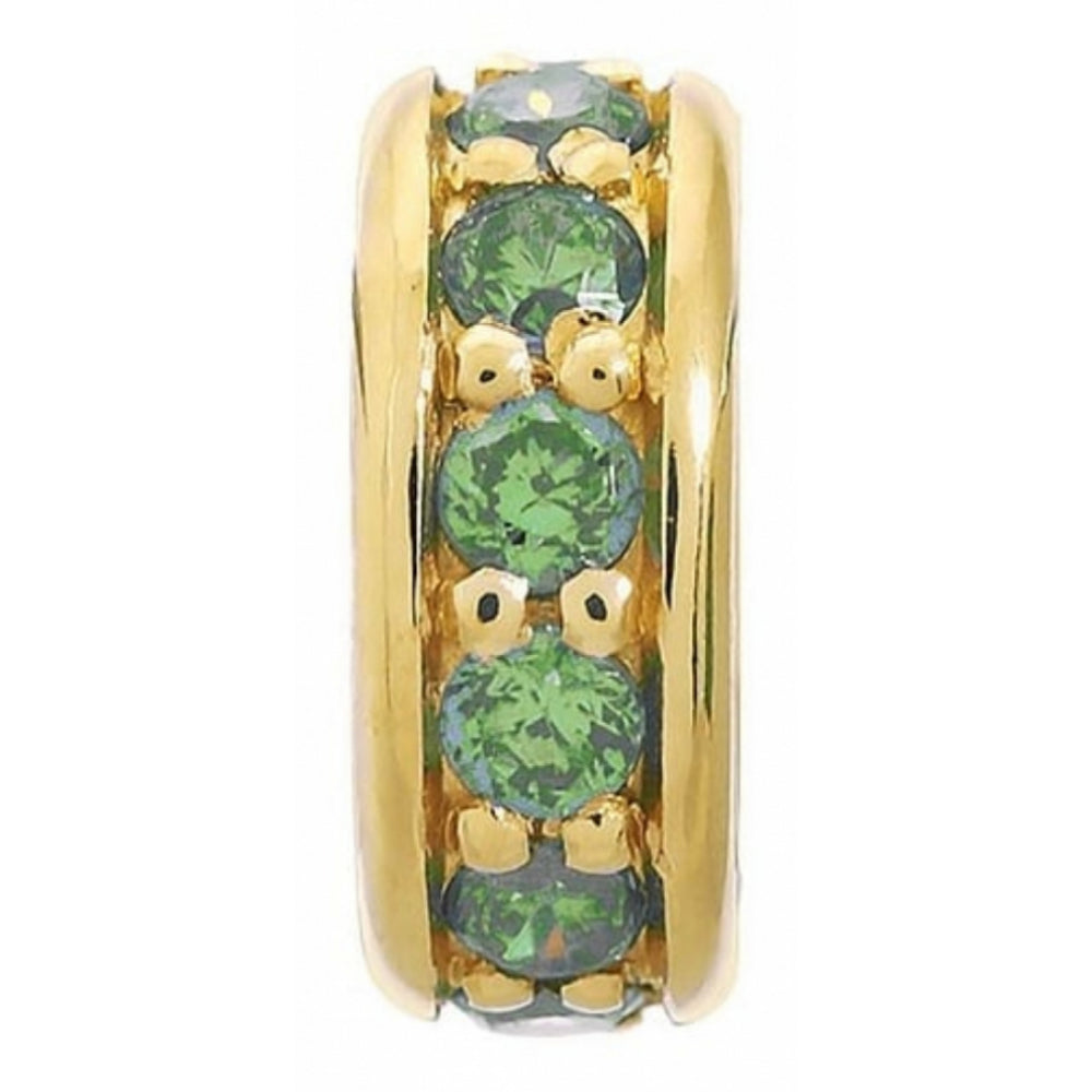 Green CZ Gold Plated Ring Charm