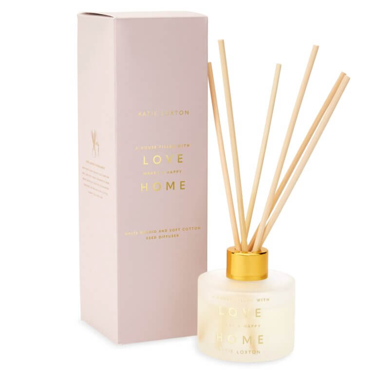 Sentiment Reed Diffuser | A House Filled With Love Makes A Happy Home | White Orchid And Soft Cotton