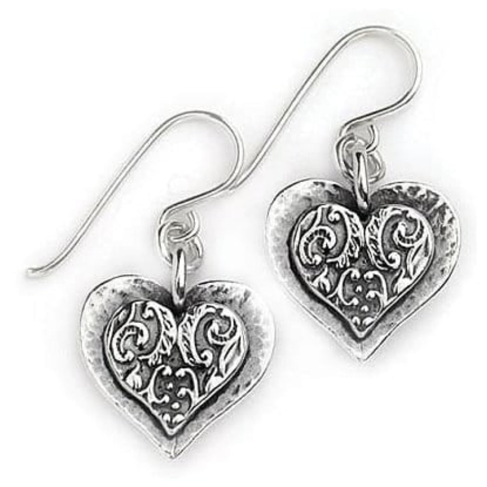 Ladies Handmade Silver Heart Drop Earrings