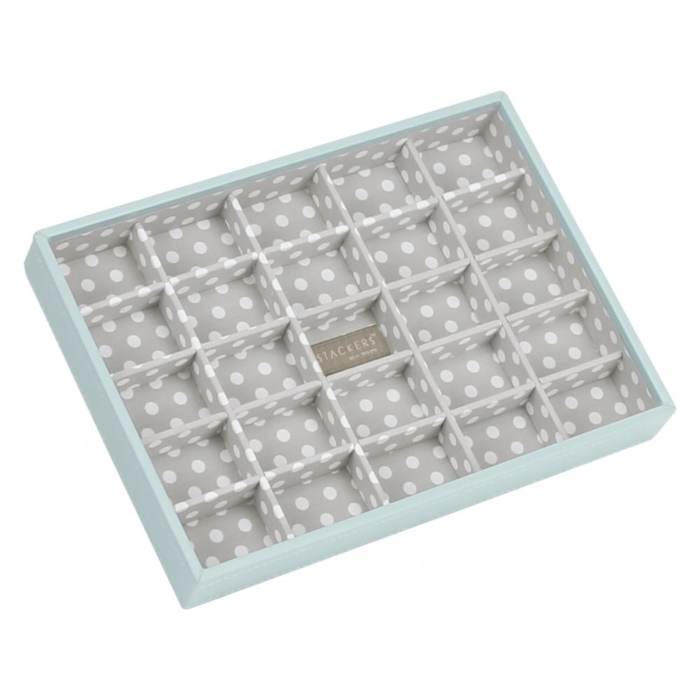 Duck Egg Blue & Grey Polka Classic 25 Section Open Stacker