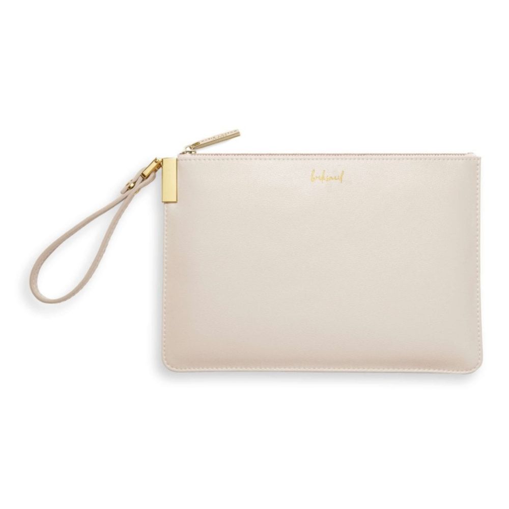 Bridesmaid Secret Message Pouch | Thank You For Helping Me Tie The Knot | Metallic White | 16 X 24cm