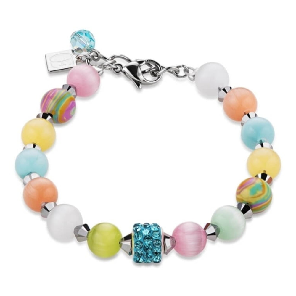 Multicolour Pastel Bracelet with Synthetic Malachite and Glass