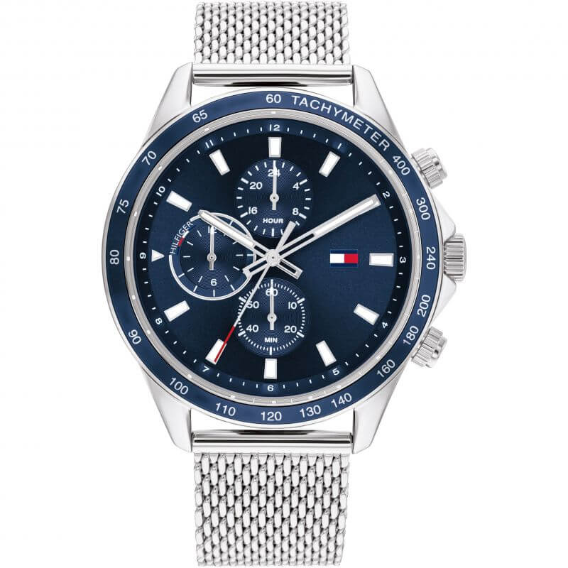 Miles Blue Chronograph Dial SS Mesh Bracelet Watch