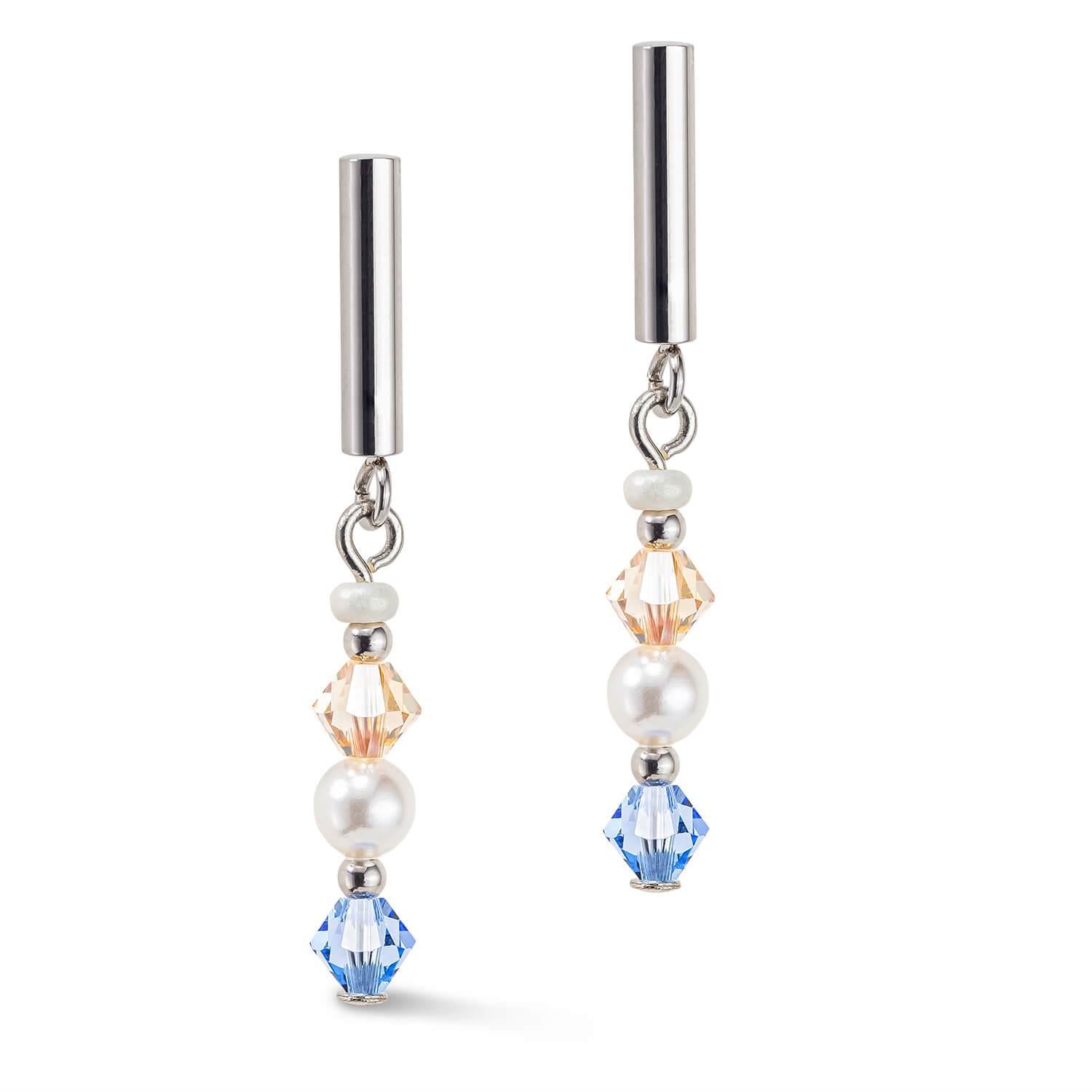 Silver Light Blue Princess Pearls Earrings