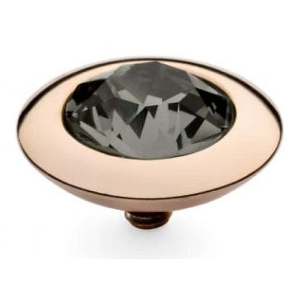 Famosa Rose Gold 13mm Tondo Ring Top Black Diamond
