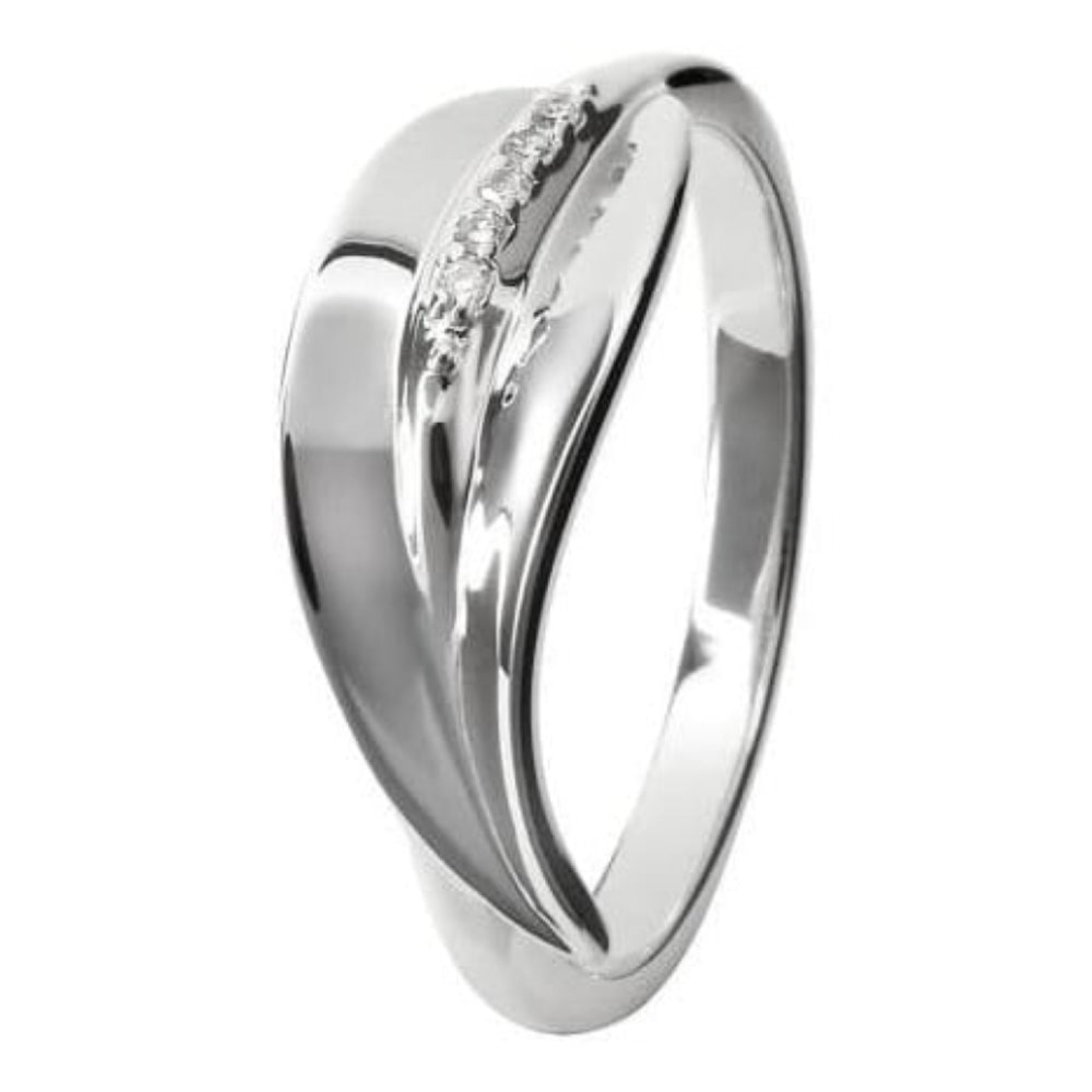 Ladies Simply Sparkle Silver Leaf Stem Ring Size M