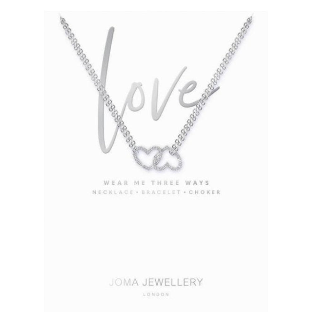 Love - Silver Pave Heart Charm On Silver Necklace/Chocker/Bracelet