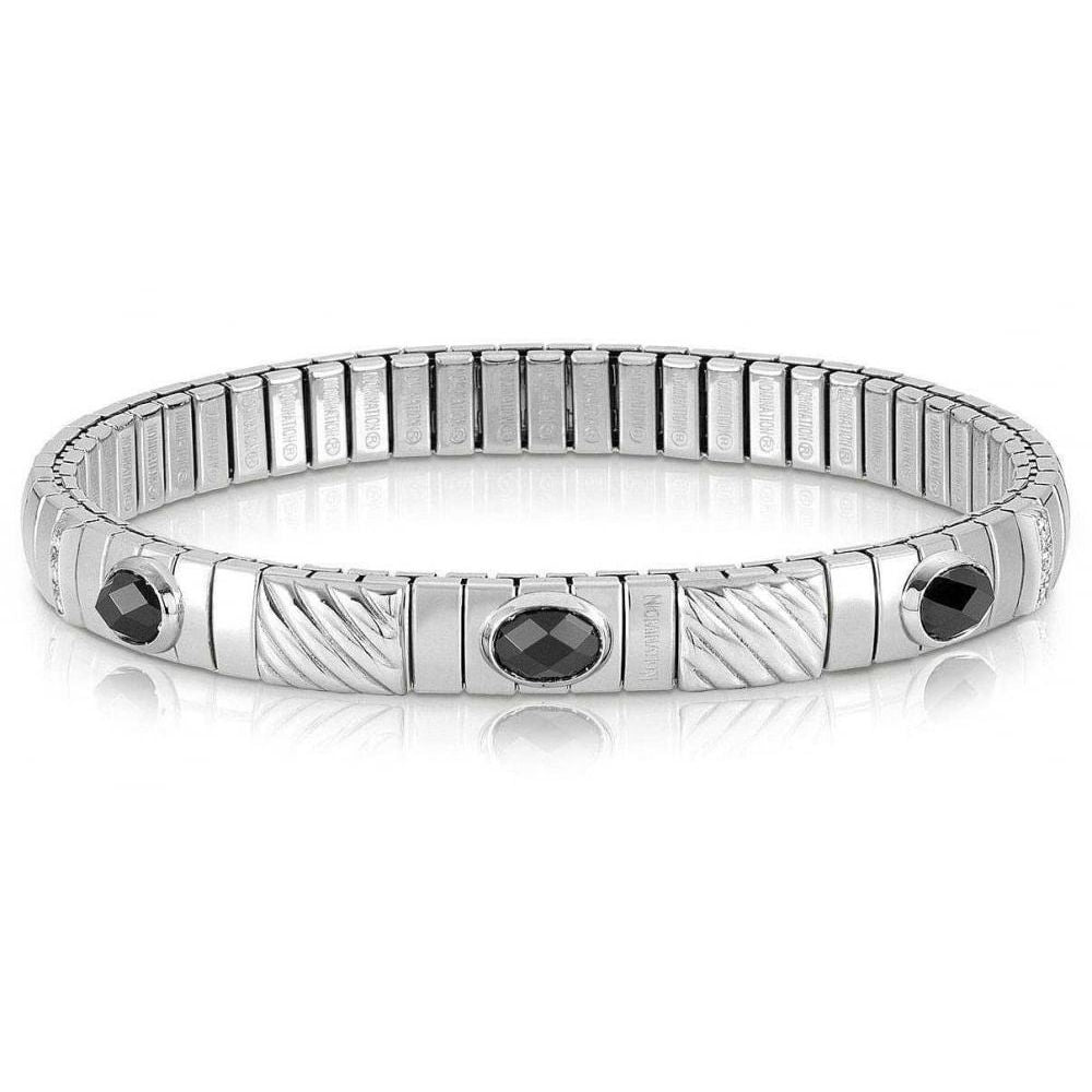 Stretch Bracelet With 3 Black & White Cubic Zircons