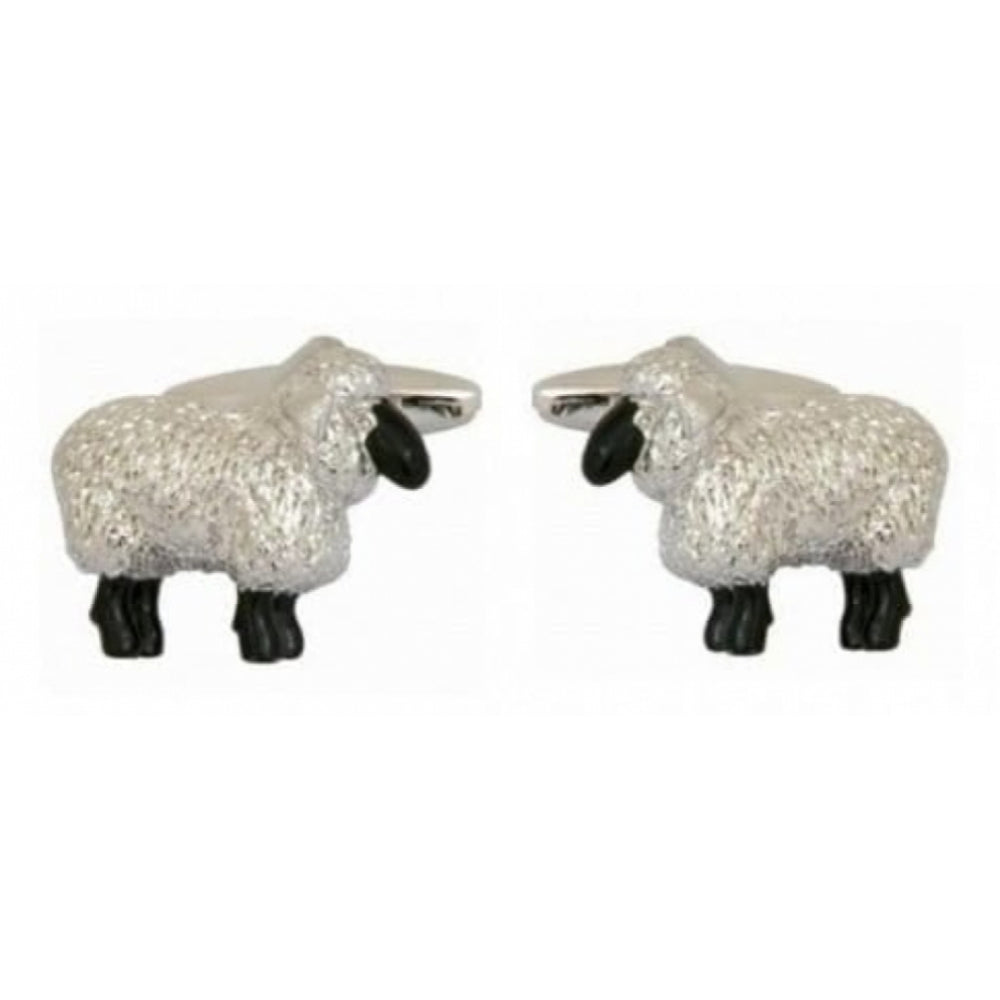 Rhodium Plated Sheep Cufflinks
