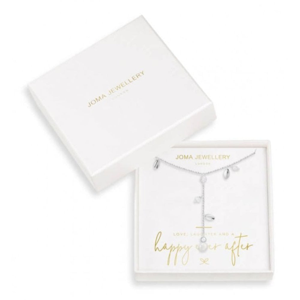 Happy Ever After Bridal Jewellery Pearl CZ Leaf Lariat Necklace