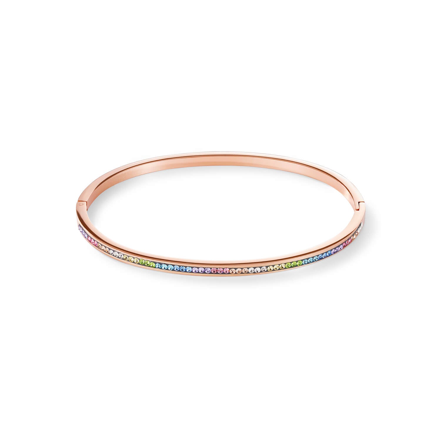 Multicolour Pastel Crystals Pave Rose Gold Slim Bangle