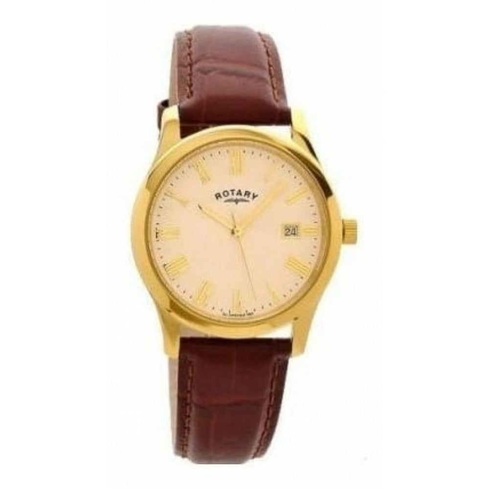 Gold Plated Leather Strap Gents Wristwatch