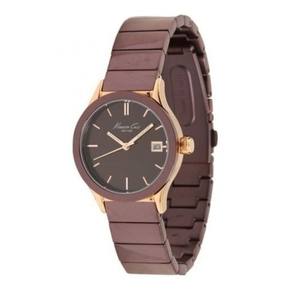 Ladies Brown IP Stainless Steel Bracelet & Rose Gold Watch