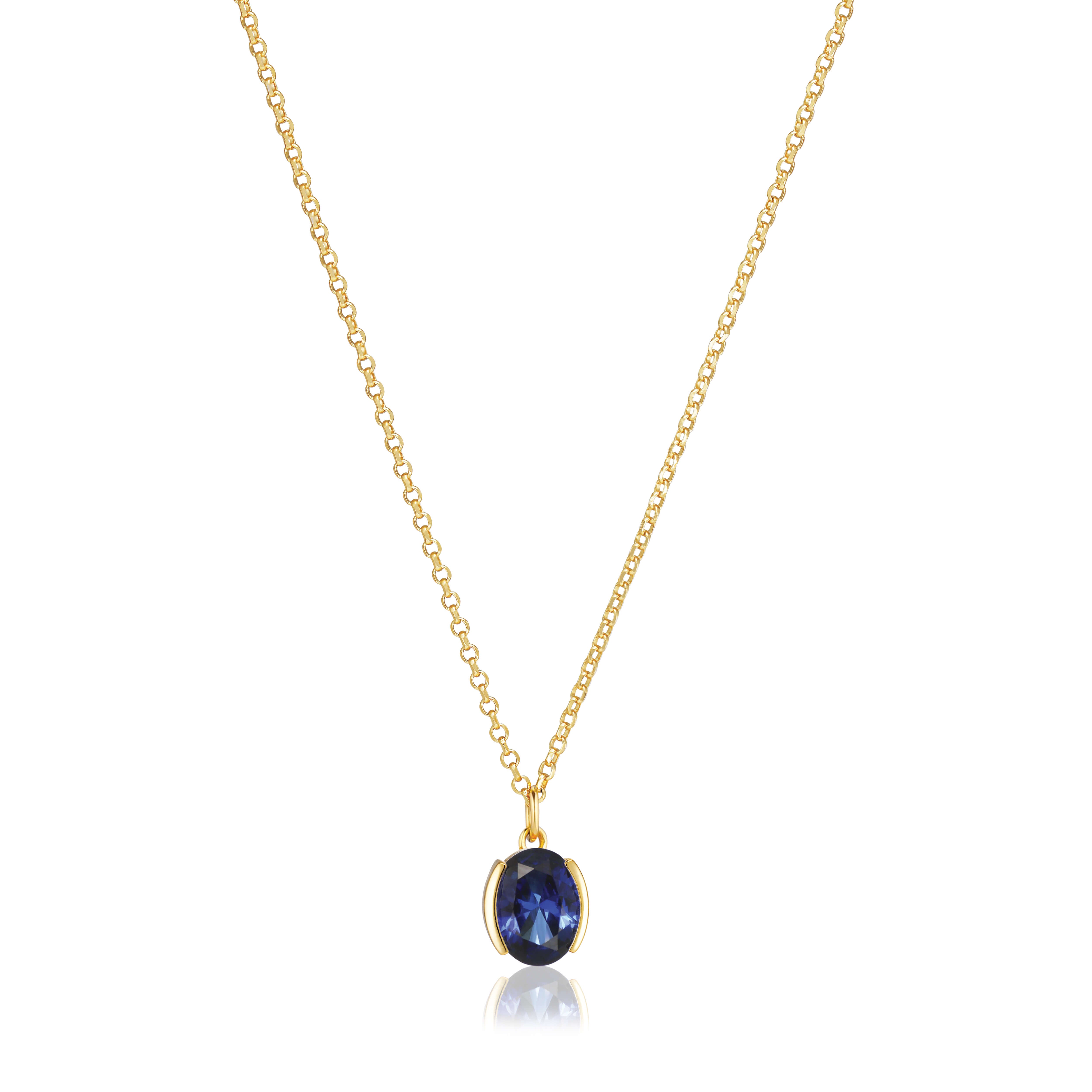 Ellisse Carezza Necklace In 18k Gold Plated With Blue Zirconia