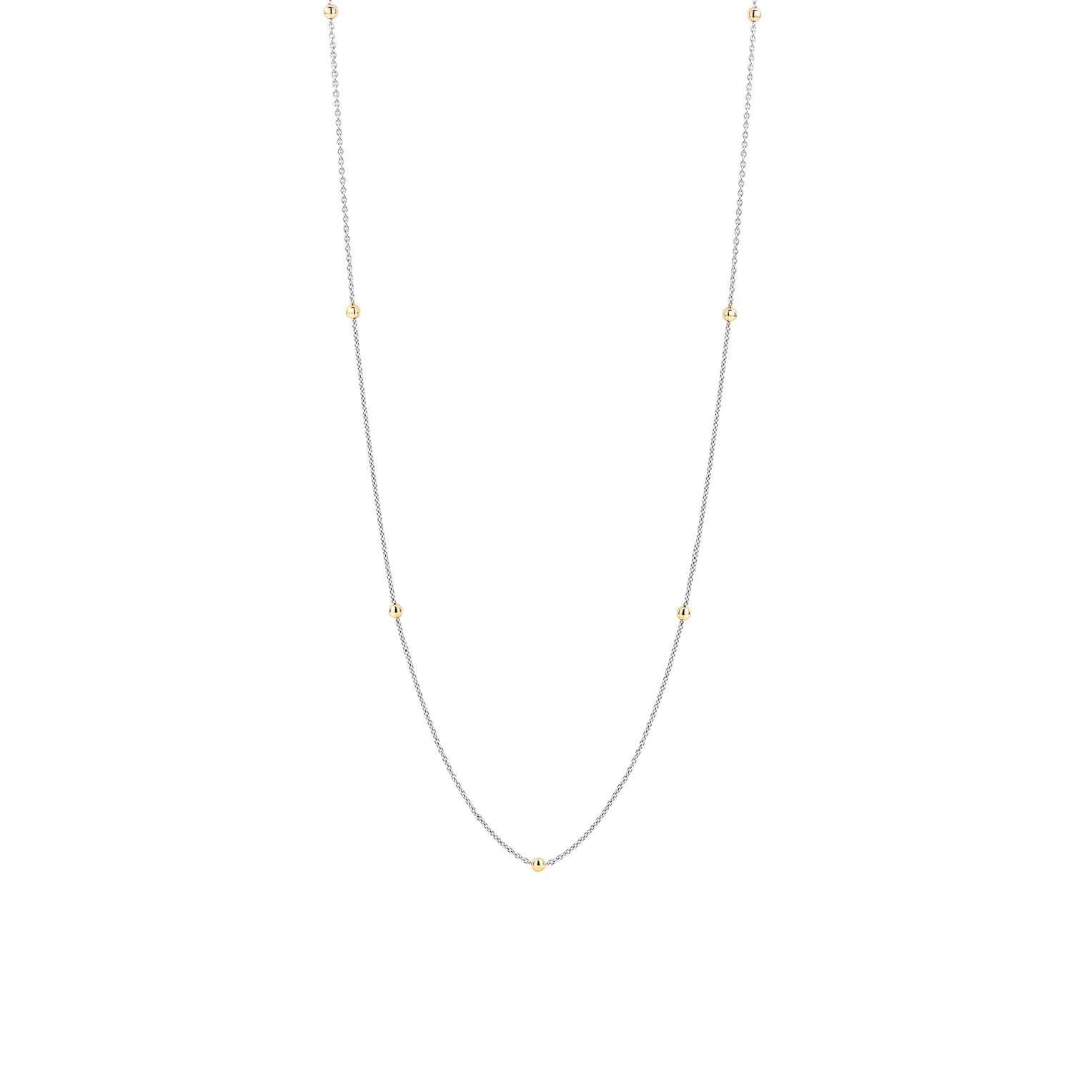Gold Plated Stones With Silver Chain Necklace