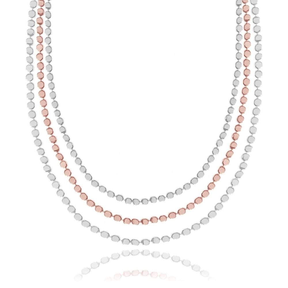 PRETTY PEBBLES - Silver & Rose Gold Layered Chains - Necklace