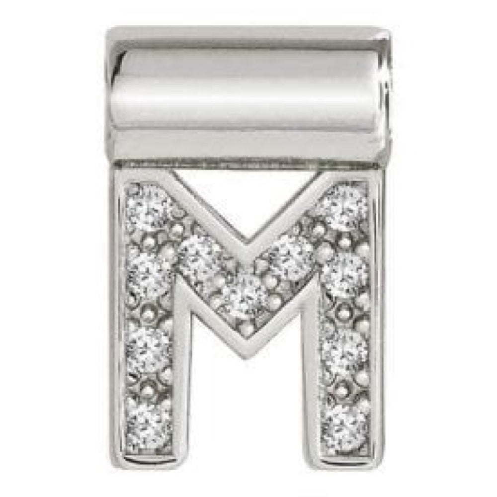 Seimia Silver Cubic Zirconia Letter M Charm