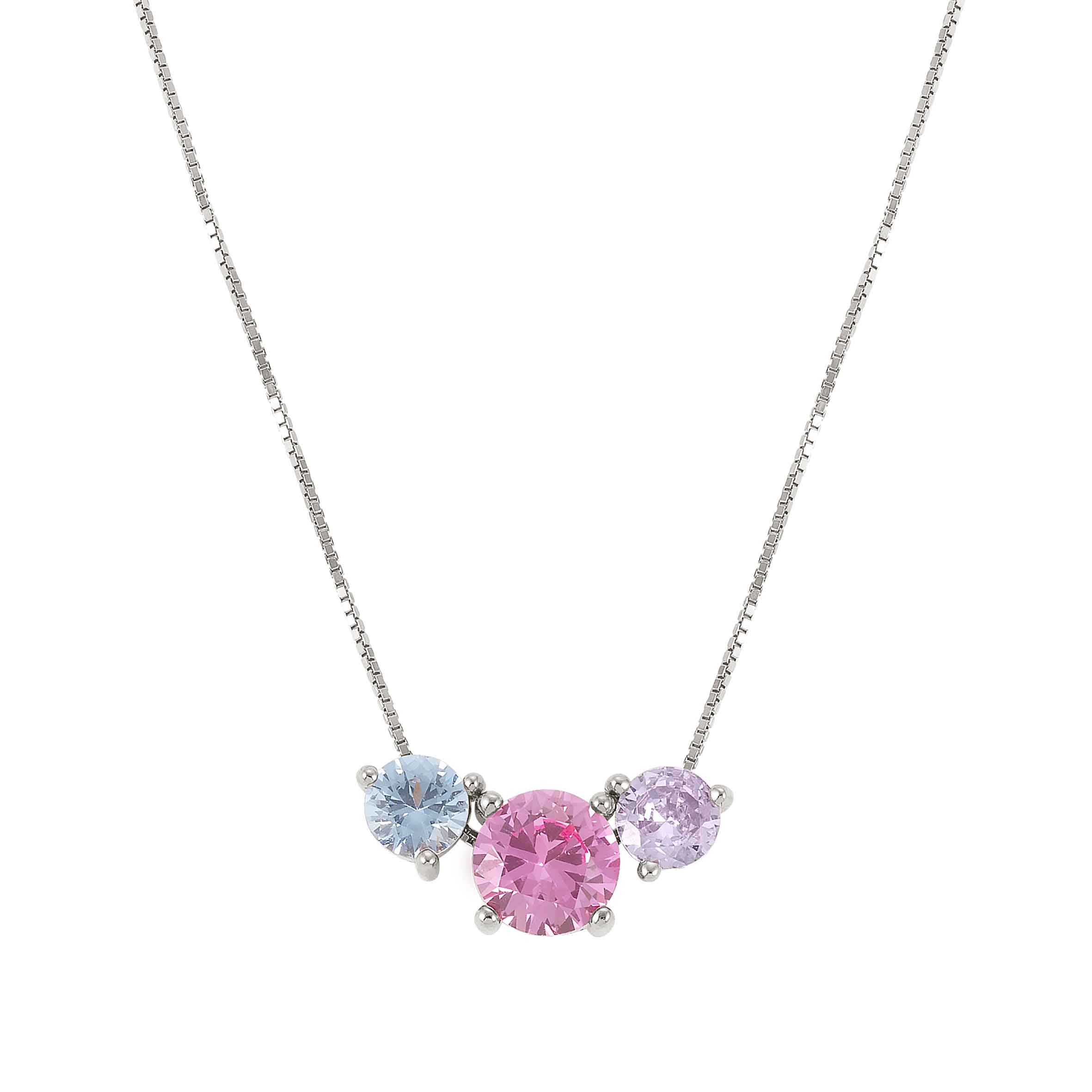 Colour Wave Necklace In Silver & Multicolour CZ